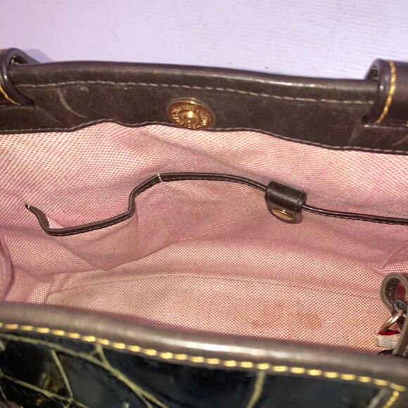 DOONEY & BOURKE Black Croc Embossed Leather Tote Bag w/Clutch and Keychain - Picture 12 of 16